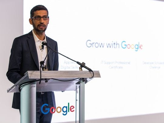 CEO Sundar Pichai says Google has made $1 billion philanthropic